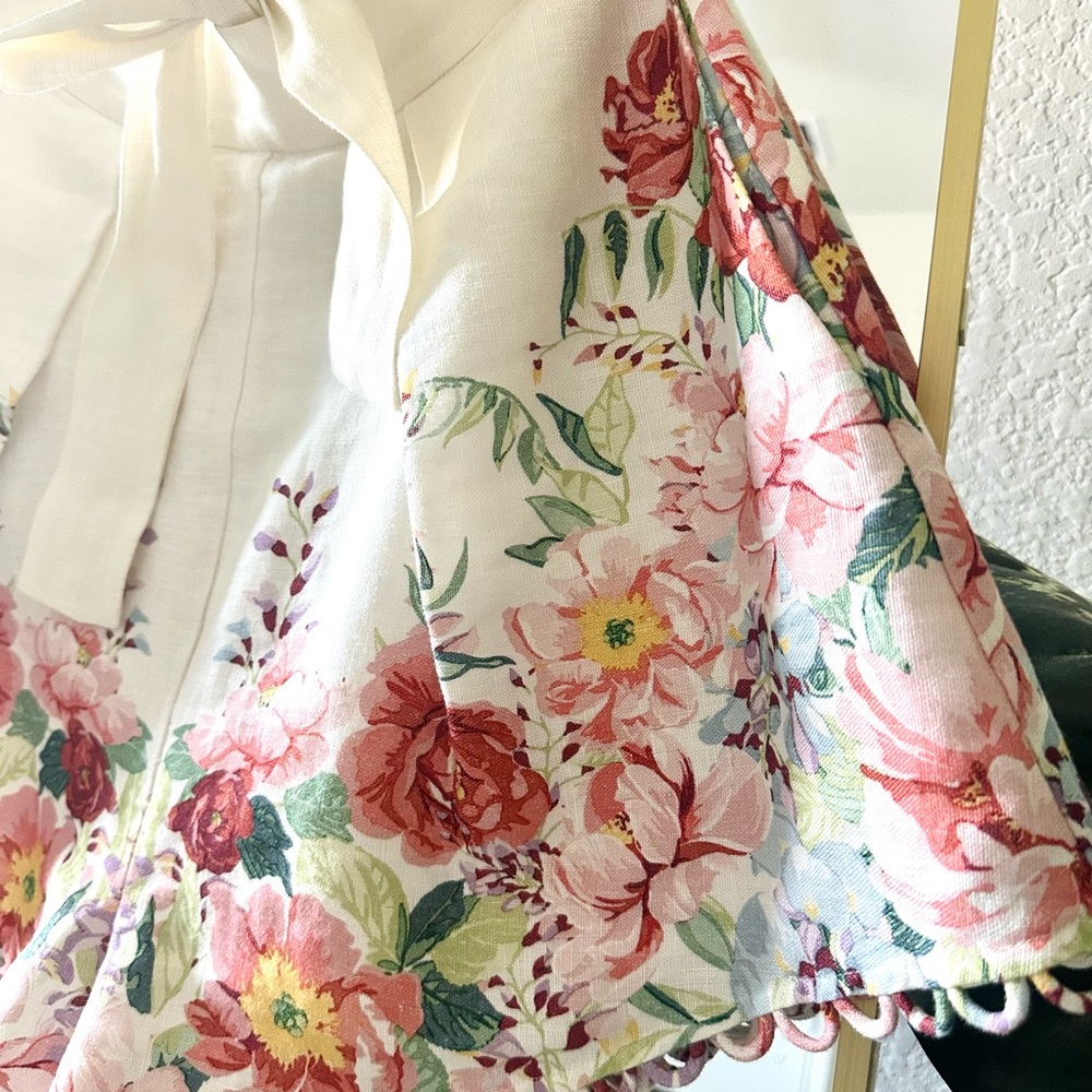 Zimmermann Floral High-Waist Linen Shorts in 0 - Picture 4 of 10